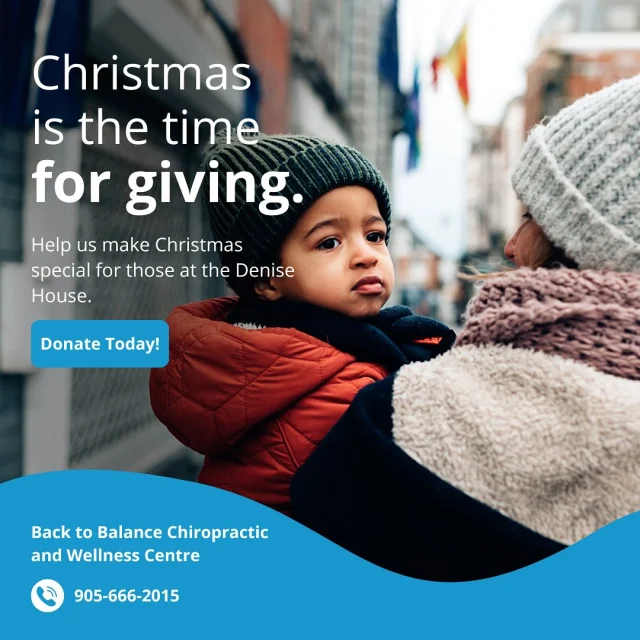 Christmas is the time for giving. ❤️

Help us make Christmas special for those at the Denise House. Donations are being accepted for the following items:

- Kitchen drinking glasses
- Full size toiletries
- Women’s pajama sets
- Adult Colouring books
- Body lotion
- Bath towels
- Single size sheets and comforters
- Gift cards for Dollarama, Michaels, Oshawa Centre, Tim Horton’s, McDonald’s

Stop by our office and drop off your donations and help make a difference and brighten the holidays for families facing difficult times.

Thank you!
@thedenisehouse

—
Contact us today.

📍 500 Dundas Street West, Whitby
☎️ 905-666-2015
🌐 www.back2balancechiro.com

#donations #christmas #givingback #supportcommunity #denisehouse